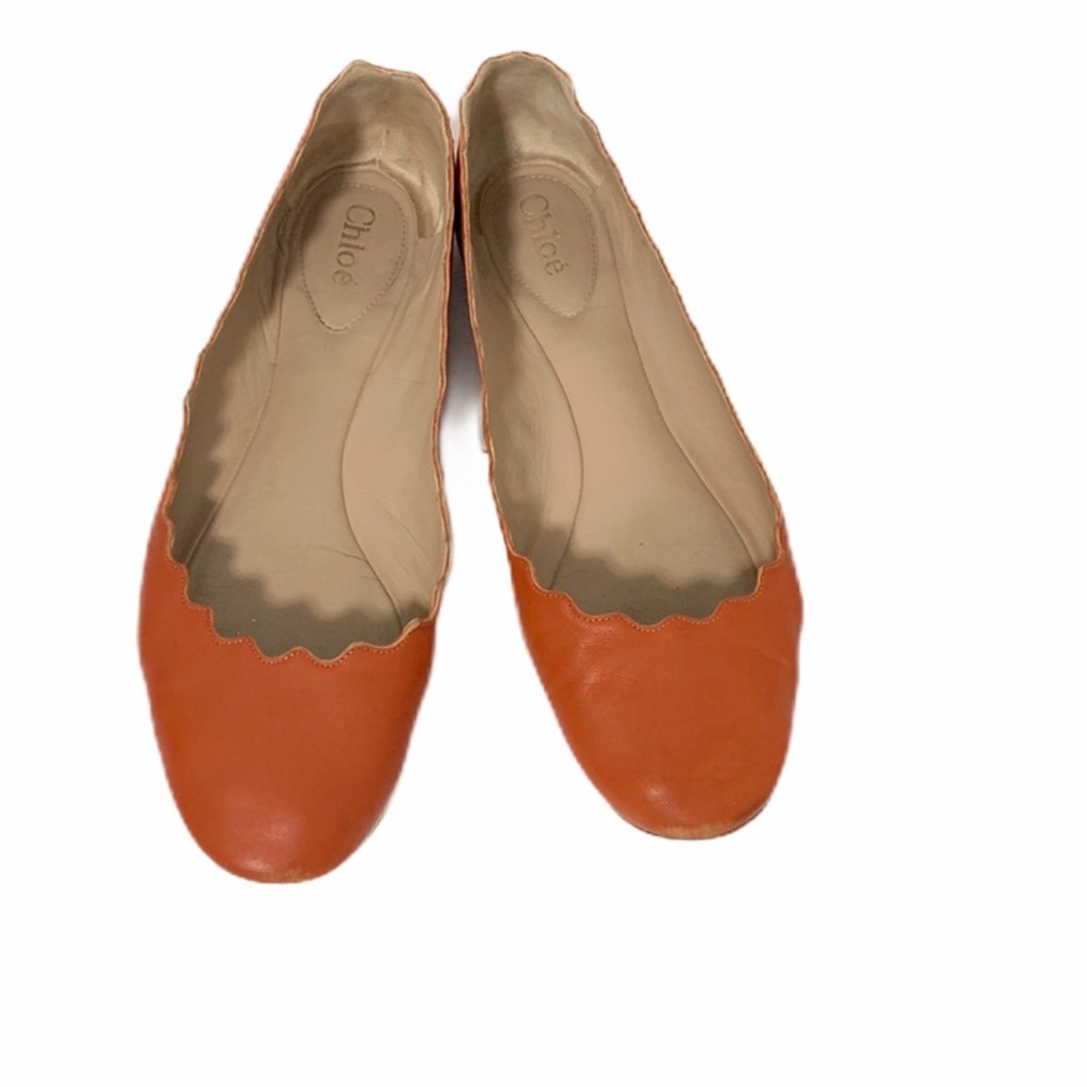 CHLOE Lauren Scalloped Flats Coral Size 36.5 - Picture 2 of 8